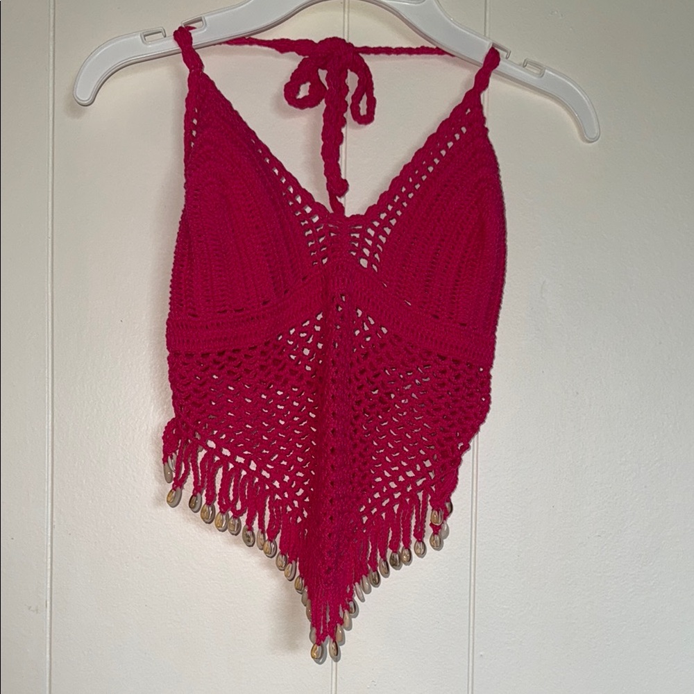 Handmade Pink Crochet Halter Top
